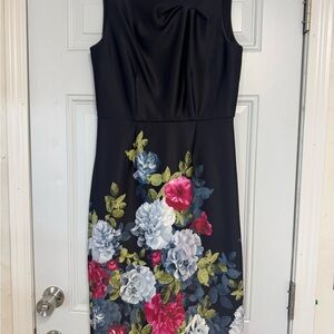 Donna Ricco Black Floral Midi Dress